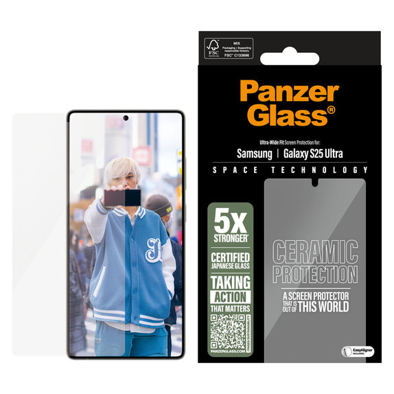 Szkło hartowane UWF Ceramic z aplikatorem do Samsung Galaxy S25 Ultra, Przezroczyste, PanzerGlass