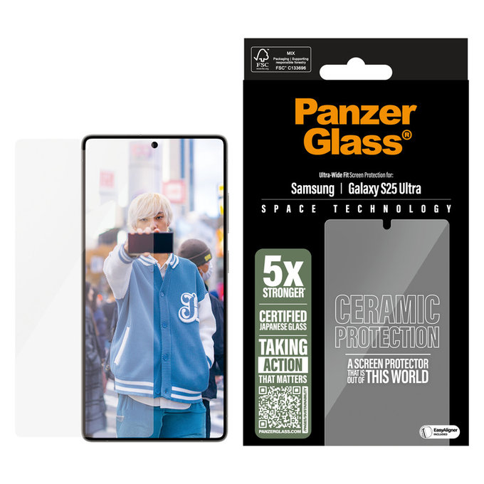 Szkło hartowane UWF Ceramic z aplikatorem do Samsung Galaxy S25 Ultra, Przezroczyste, PanzerGlass