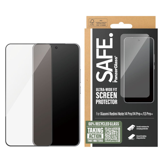 Szkło hartowane UWF do Xiaomi Redmi Note 14 Pro/14 Pro+/13 Pro+, Czarne, SAFE by PanzerGlass