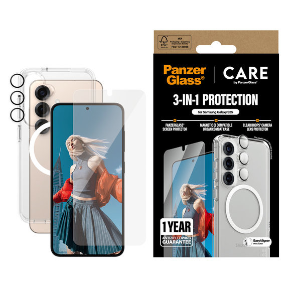 Bundle 3w1 do Samsung Galaxy S25, PanzerGlass