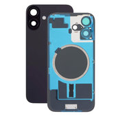 Tylne szkło obudowy z obiektywem aparatu, metalową płytką i magnesami Magsafe do iPhone 16 Plus, Czarny, Black