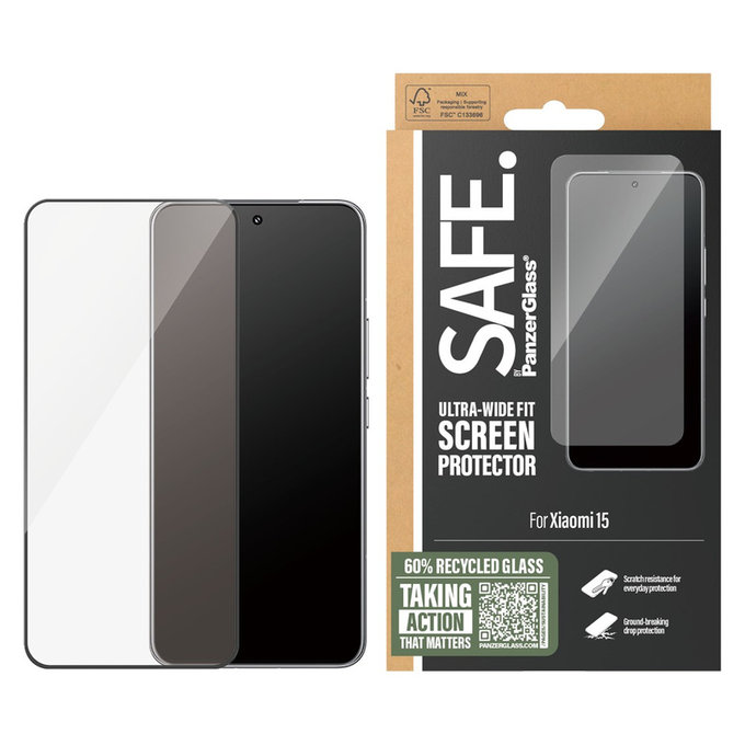 Szkło hartowane UWF do Xiaomi 15, Czarne, SAFE by PanzerGlass