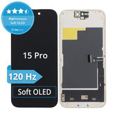 Wyświetlacz Soft OLED dla iPhone 15 Pro, Ekran dotykowy z ramką, DIAGNOSTIC