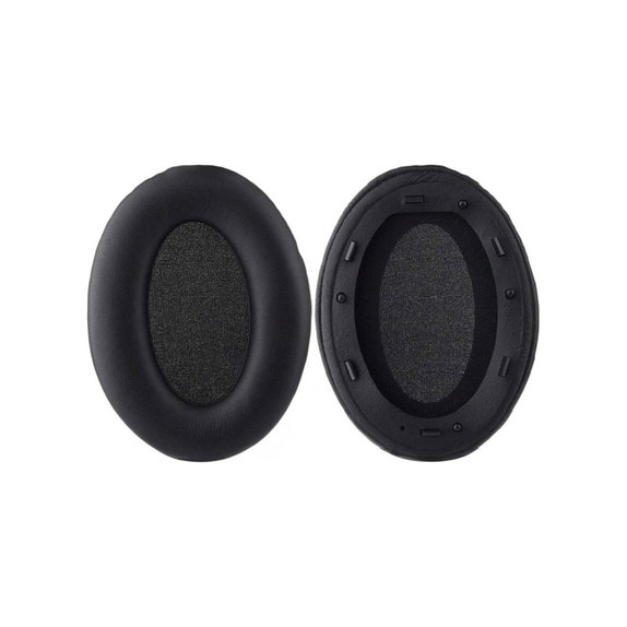 Zapasowe nauszniki do Sony WH-1000XM3, pianka memory + skóra PU, Czarny, Black, 1 para