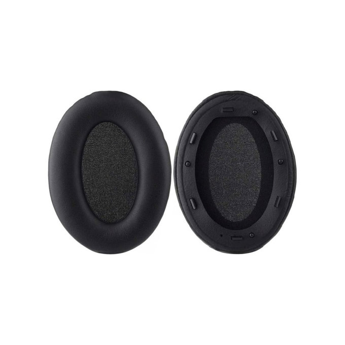 Zapasowe nauszniki do Sony WH-1000XM3, pianka memory + skóra PU, Czarny, Black, 1 para