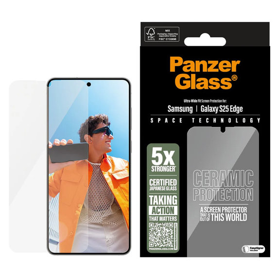 Szkło hartowane UWF Ceramic z aplikatorem do Samsung Galaxy S25 Edge, Przezroczyste, PanzerGlass