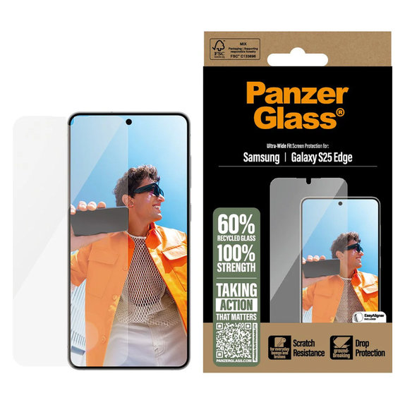 Szkło hartowane UWF z aplikatorem do Samsung Galaxy S25 Edge, Przezroczyste, PanzerGlass