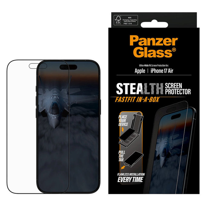 Szkło hartowane UWF Stealth z Fastfit do iPhone Air, Czarne, PanzerGlass