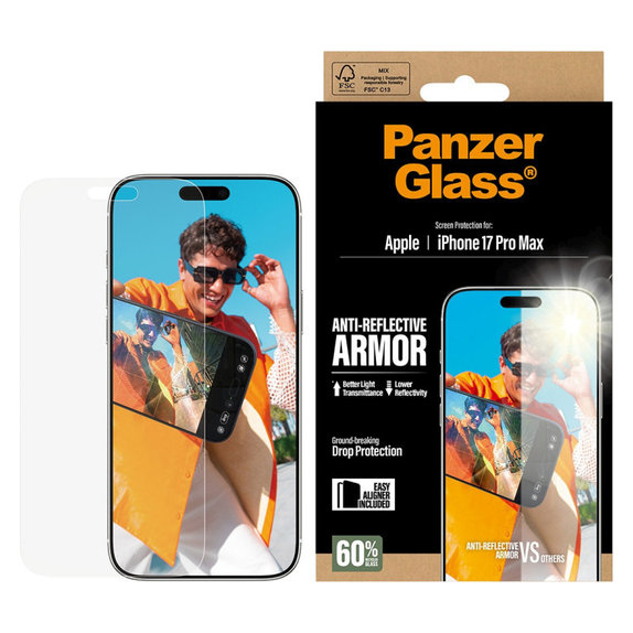 Szkło hartowane Anti-Reflective z aplikatorem do iPhone 17 Pro Max, Czarne, PanzerGlass