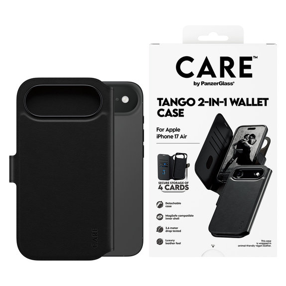 Etui Wallet Tango Two-In-One z MagSAFE by PanzerGlass do iPhone Air, Czarne, PanzerGlass