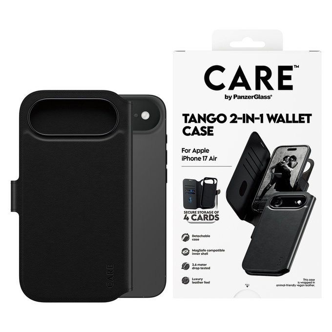 Etui Wallet Tango Two-In-One z MagSAFE by PanzerGlass do iPhone Air, Czarne, PanzerGlass