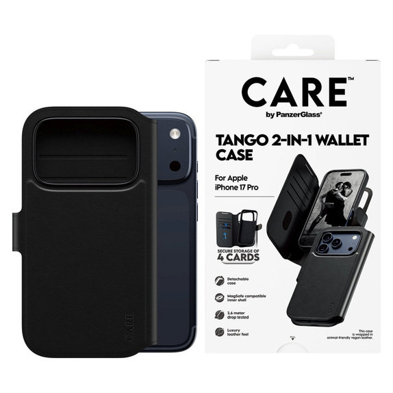 Etui Wallet Tango Two-In-One z MagSafe do iPhone 17 Pro, Czarne, CARE