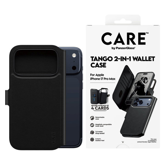 Etui Wallet Tango Two-In-One z MagSafe do iPhone 17 Pro Max, Czarny, PanzerGlass