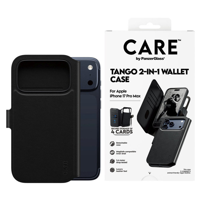 Etui Wallet Tango Two-In-One z MagSafe do iPhone 17 Pro Max, Czarny, PanzerGlass