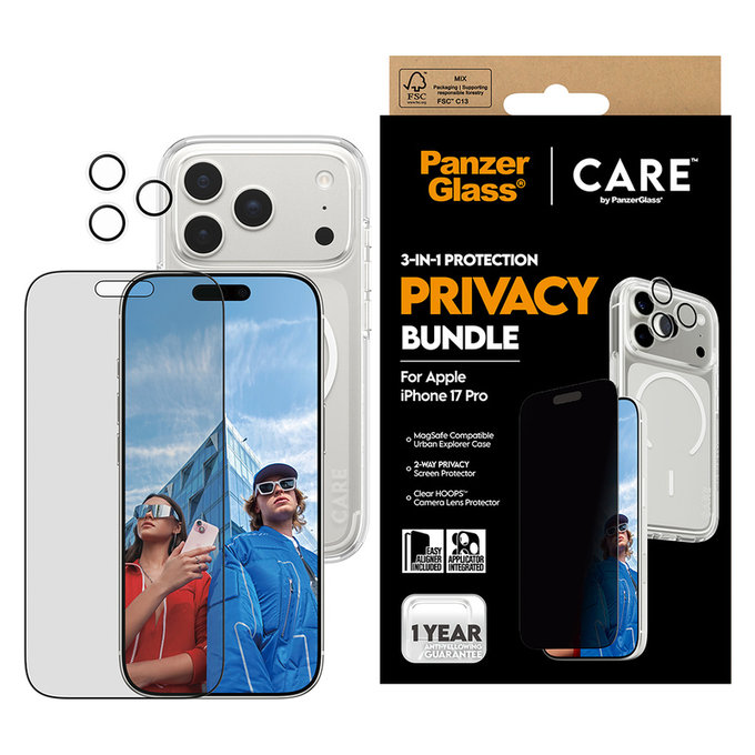 Bundle 3w1 Privacy do iPhone 17 Pro, PanzerGlass