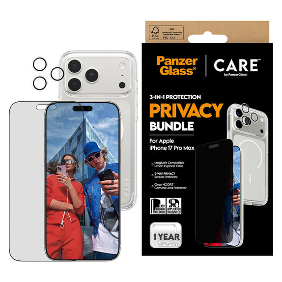 Bundle 3w1 Privacy do iPhone 17 Pro Max, PanzerGlass