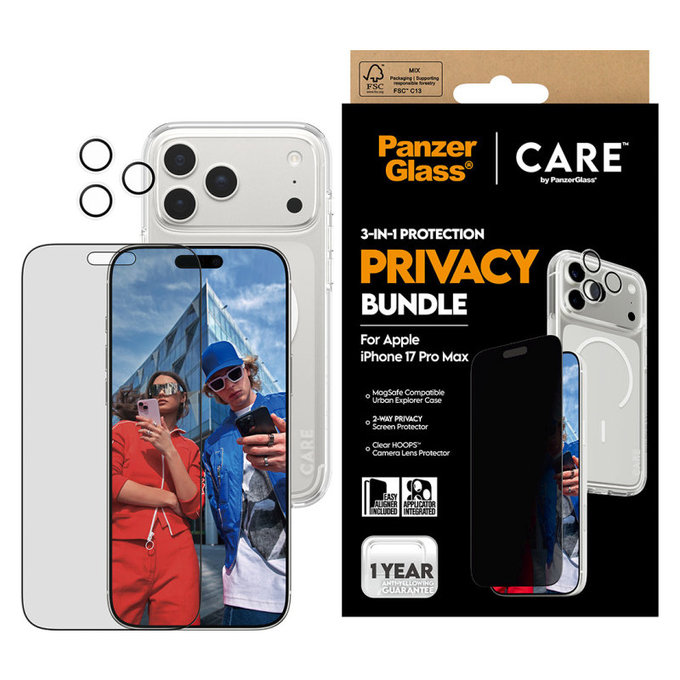 Bundle 3w1 Privacy do iPhone 17 Pro Max, PanzerGlass