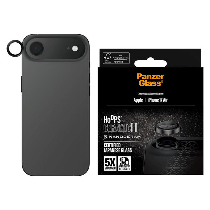 Osłona obiektywu aparatu Hoops Ceramic II do iPhone Air, Czarne, PanzerGlass