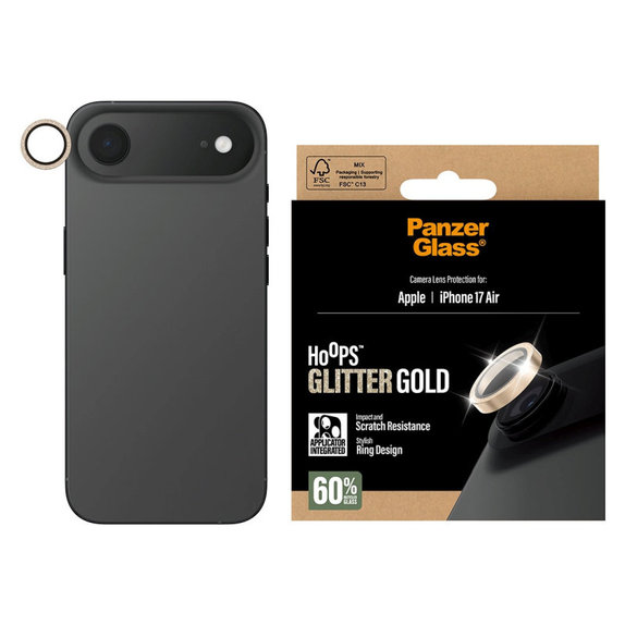 Osłona obiektywu aparatu Hoops do iPhone Air, Glitter Gold, PanzerGlass