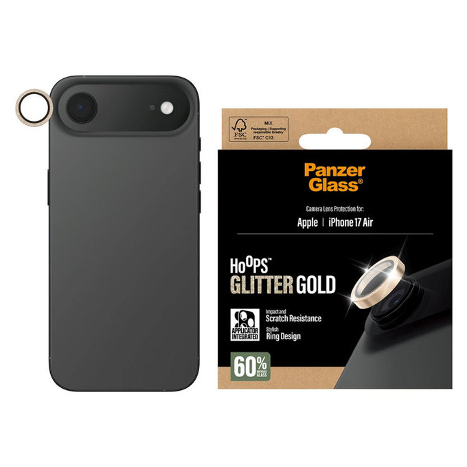 Osłona obiektywu aparatu Hoops do iPhone Air, Glitter Gold, PanzerGlass