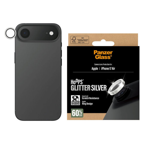 Osłona obiektywu aparatu Hoops do iPhone Air, Glitter Silver, PanzerGlass