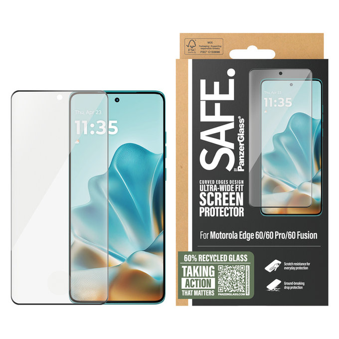 Szkło hartowane UWF do Motorola Edge 60/60 Pro/60 Fusion, Czarne, SAFE by PanzerGlass