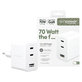 Adapter podróżny Grand Prix 2x USB-C/USB-A, GaN, 70 W PD, Srebrno-biały, PanzerGlass