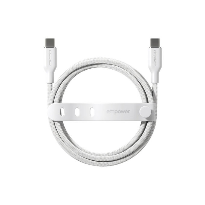 Kabel USB-C, 60 W, Racing, 2 m, Srebrno-biały, PanzerGlass