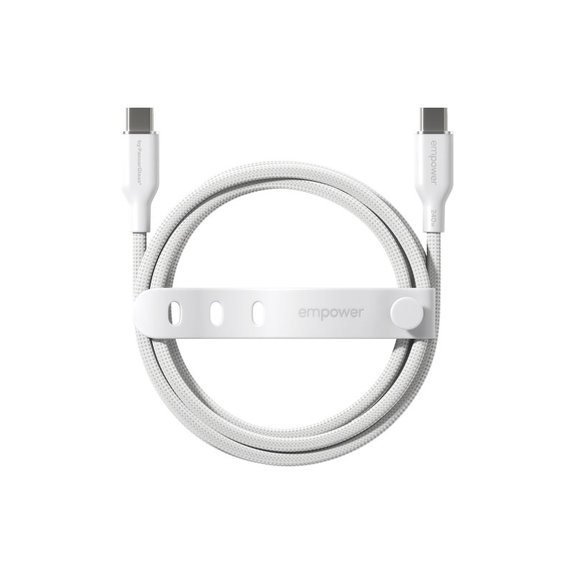 Kabel USB-C, 240 W, Racing, 1,2 m, srebrno-biały, PanzerGlass