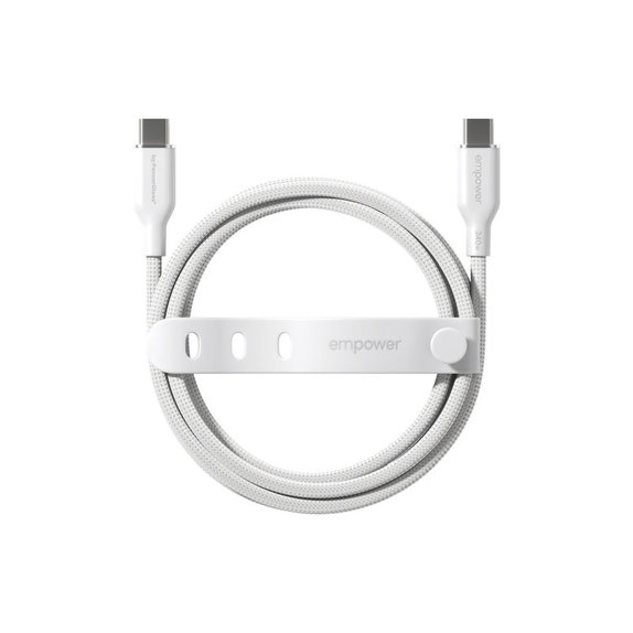 Kabel USB-C, 240 W, Racing, 2 m, Srebrno-biały, PanzerGlass