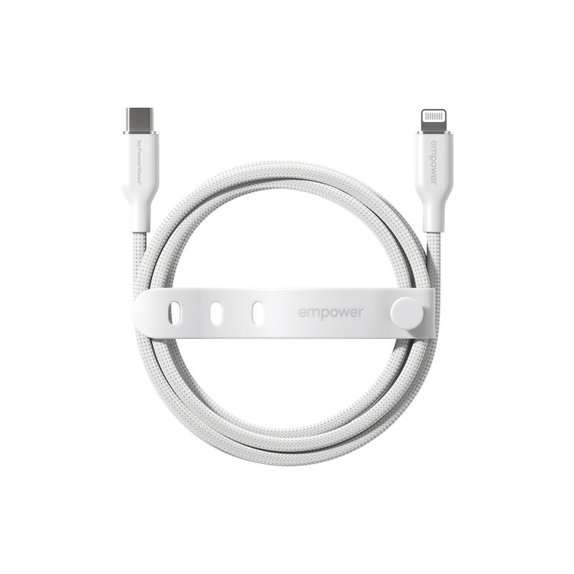 Kabel USB-C/Lightning, 60 W, Racing, 1, 2 m, Srebrno-biały, PanzerGlass