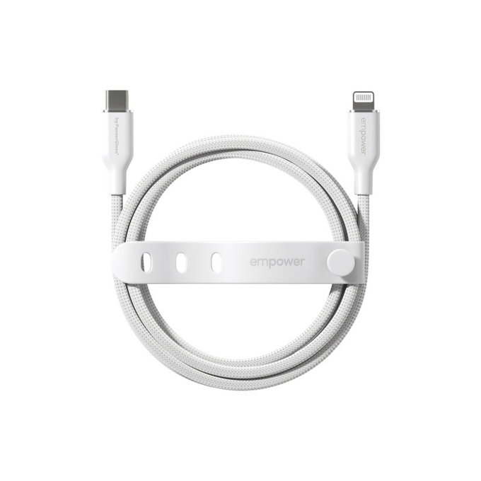 Kabel USB-C/Lightning, 60 W, Racing, 1, 2 m, Srebrno-biały, PanzerGlass
