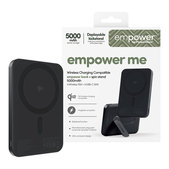 Bezprzewodowy PowerBank 5000 mAh z obrotową podstawką, 20 W, kompatybilny z MagSafe, Qi2/USB-C, Space Black, PanzerGlass