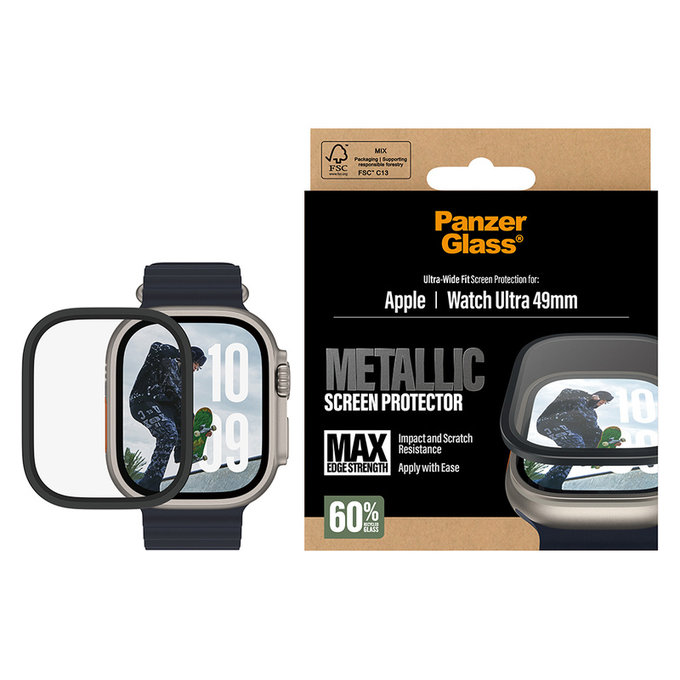 Szkło hartowane UWF METALLIC do Apple Watch Ultra 49 mm, Czarne, PanzerGlass