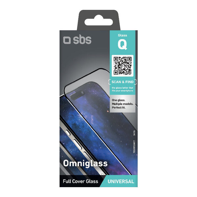 Uniwersalne szkło hartowane Omniglass Q, Czarne, SBS