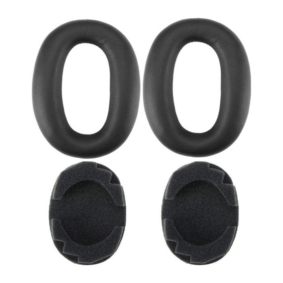 Zapasowe nauszniki do Sony MDR-1000X, WH-1000XM2, pianka memory i skóra PU, Czarny, 1 para