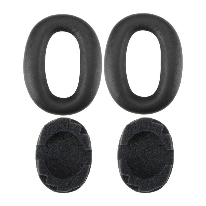 Zapasowe nauszniki do Sony MDR-1000X, WH-1000XM2, pianka memory i skóra PU, Czarny, 1 para