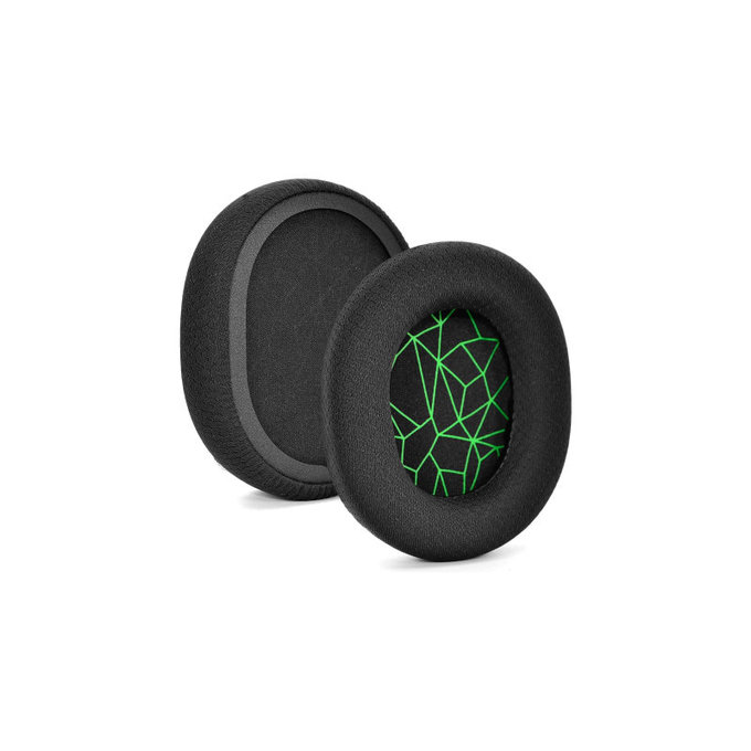 Zapasowe nauszniki do SteelSeries Arctis 3, 5, 7, 9 Pro, pianka memory i tkanina, Czarny / Zielony, 1 para