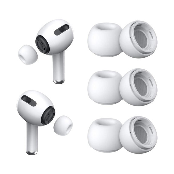 Zapasowe silikonowe końcówki do Apple AirPods 3 Pro, zestaw 3 szt. (L, M, S), Białe