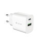 Ładowarka Smart USB-C + USB-A, PD 20W, biała, Devia