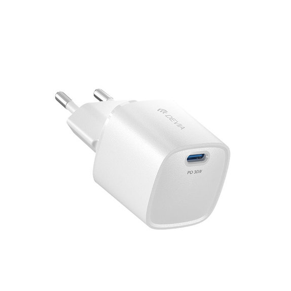 Ładowarka Mini USB-C, PD 30W, biała, Devia