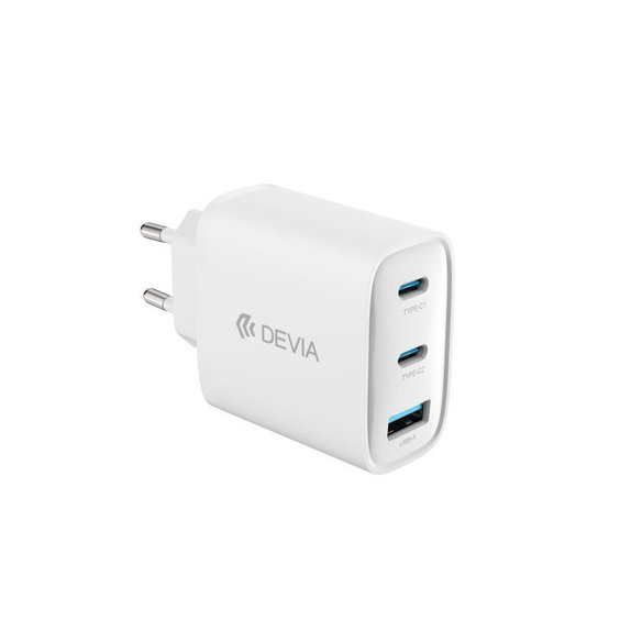 Ładowarka Extreme Speed, 2x USB-C + USB-A, PD 65W, biała, Devia