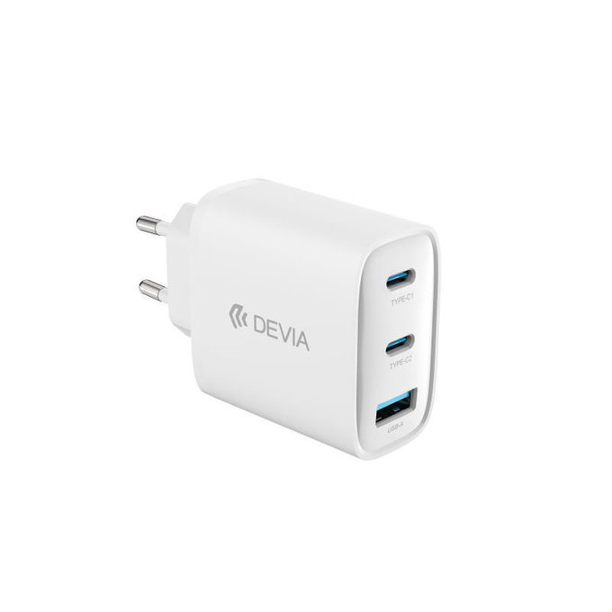 Ładowarka Extreme Speed, 2x USB-C + USB-A, PD 65W, biała, Devia