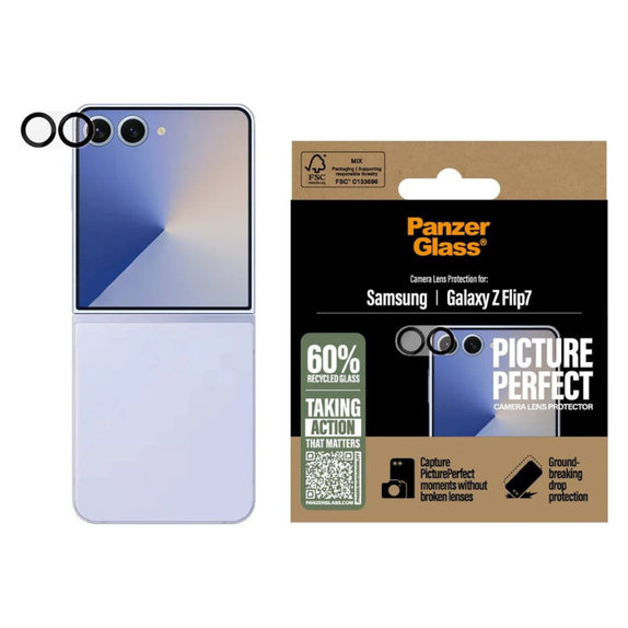 Osłona obiektywu aparatu PicturePerfect do Samsung Z Flip7, Czarne, PanzerGlass