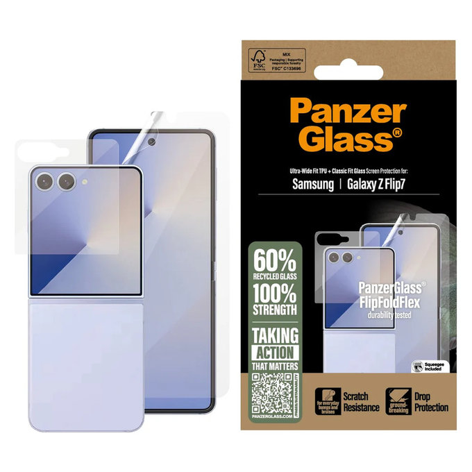 Folia ochronna UWF i szkło hartowane do Samsung Galaxy Z Flip7, Przezroczyste, PanzerGlass