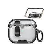 Etui silikonowe z podstawką na telefon i karabińczykiem do AirPods Pro 3, Czarny, Black
