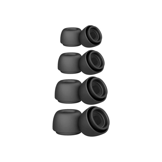 Wymienne silikonowe końcówki douszne do Apple AirPods Pro i Pro 2, zestaw (L, M, S, XS), Czarny, Black