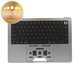 Górna rama klawiatury do MacBook Pro 14", A2442 (2021), A2779 (2023), z klawiaturą US i baterią, Space Gray, 661-32210, Genuine Apple