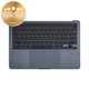 Górna rama klawiatury do MacBook Air 13", A3113 (2024), z klawiaturą US i baterią, Midnight, 661-40230, Genuine Apple