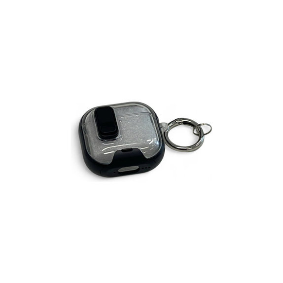 Etui silikonowe z podstawką na telefon i karabińczykiem do AirPods 4, Czarny, Black